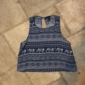 Elephant Print Blue Crop Top